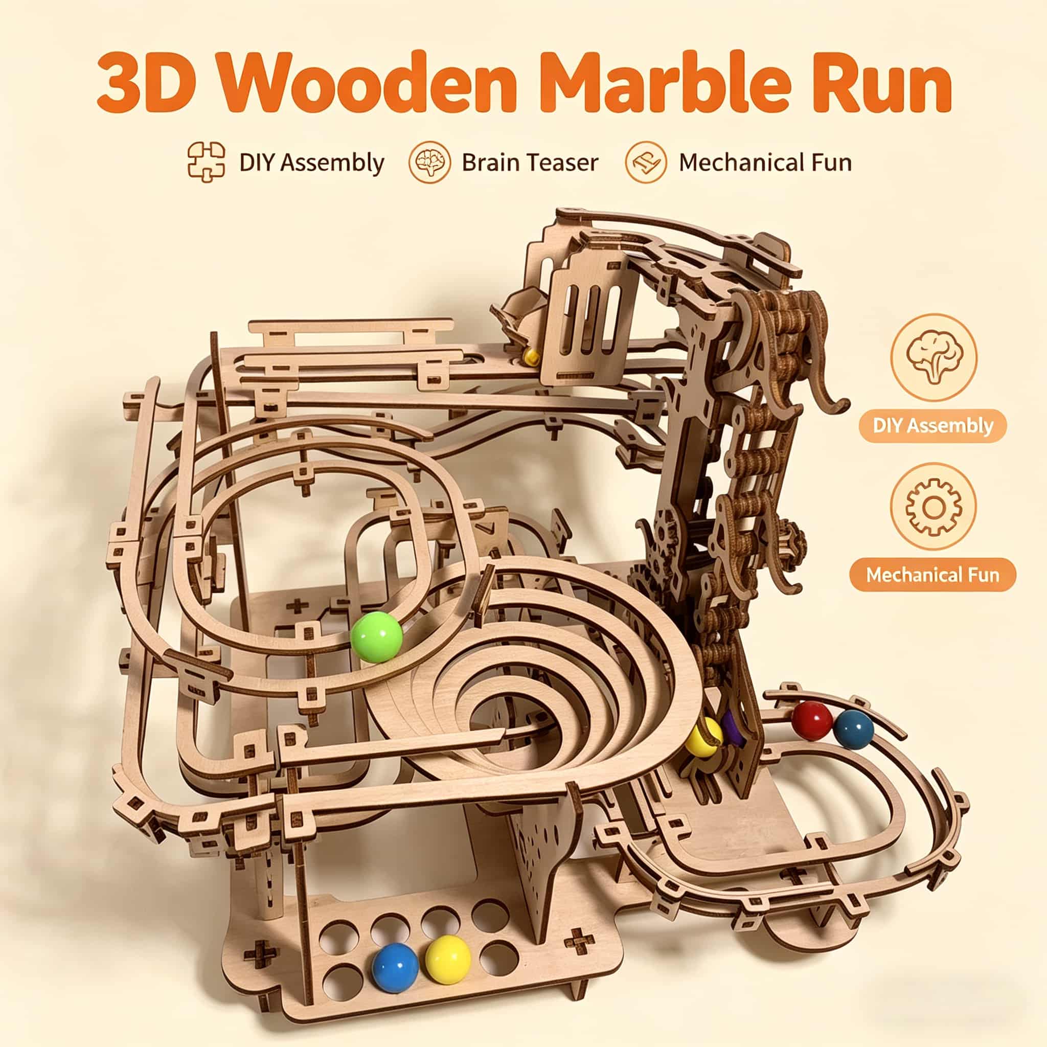 Mechanical Marble Run 3D Woode - Running Gear Gifts avaliação e preço
