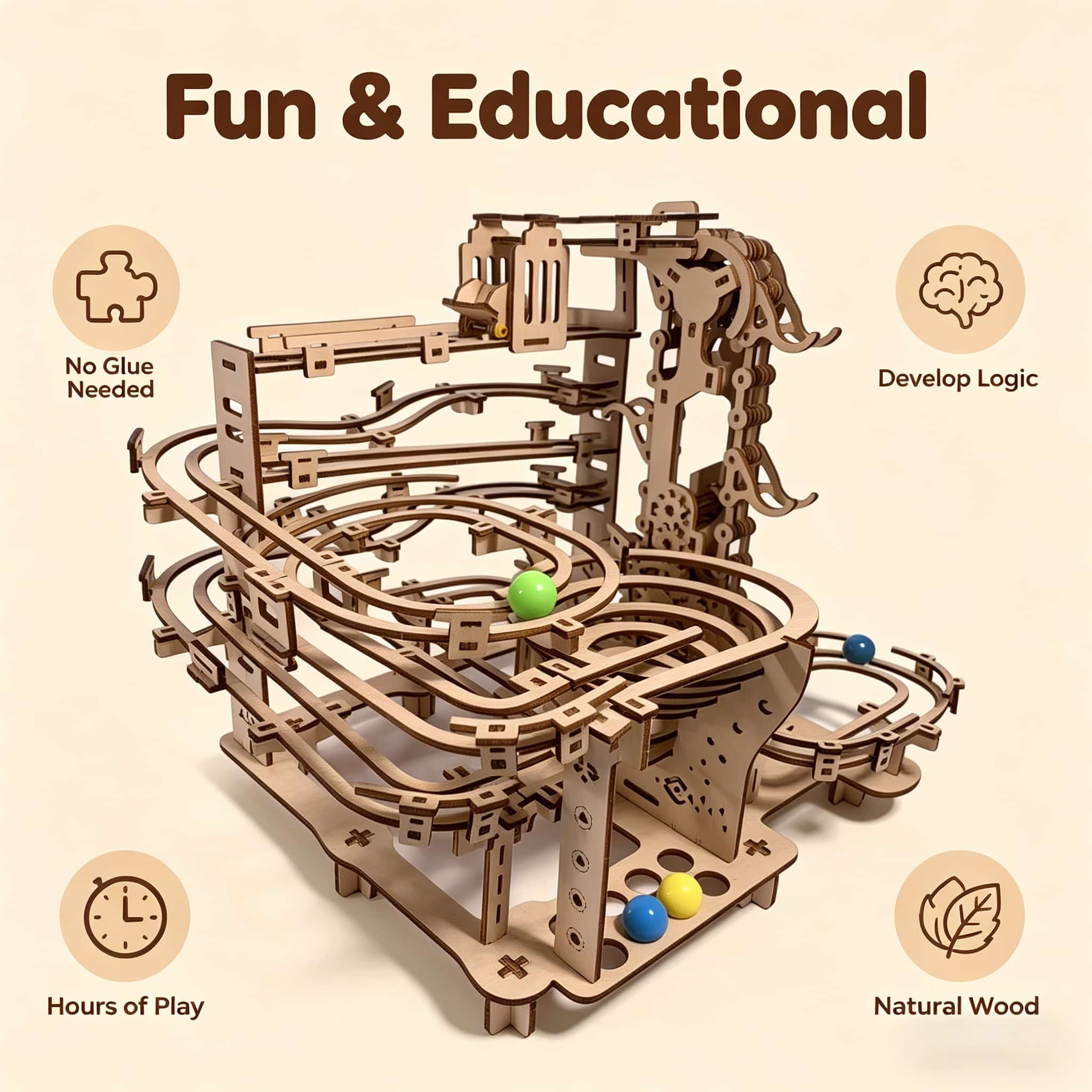 Mechanical Marble Run 3D Woode - Running Gear Gifts avaliação e preço