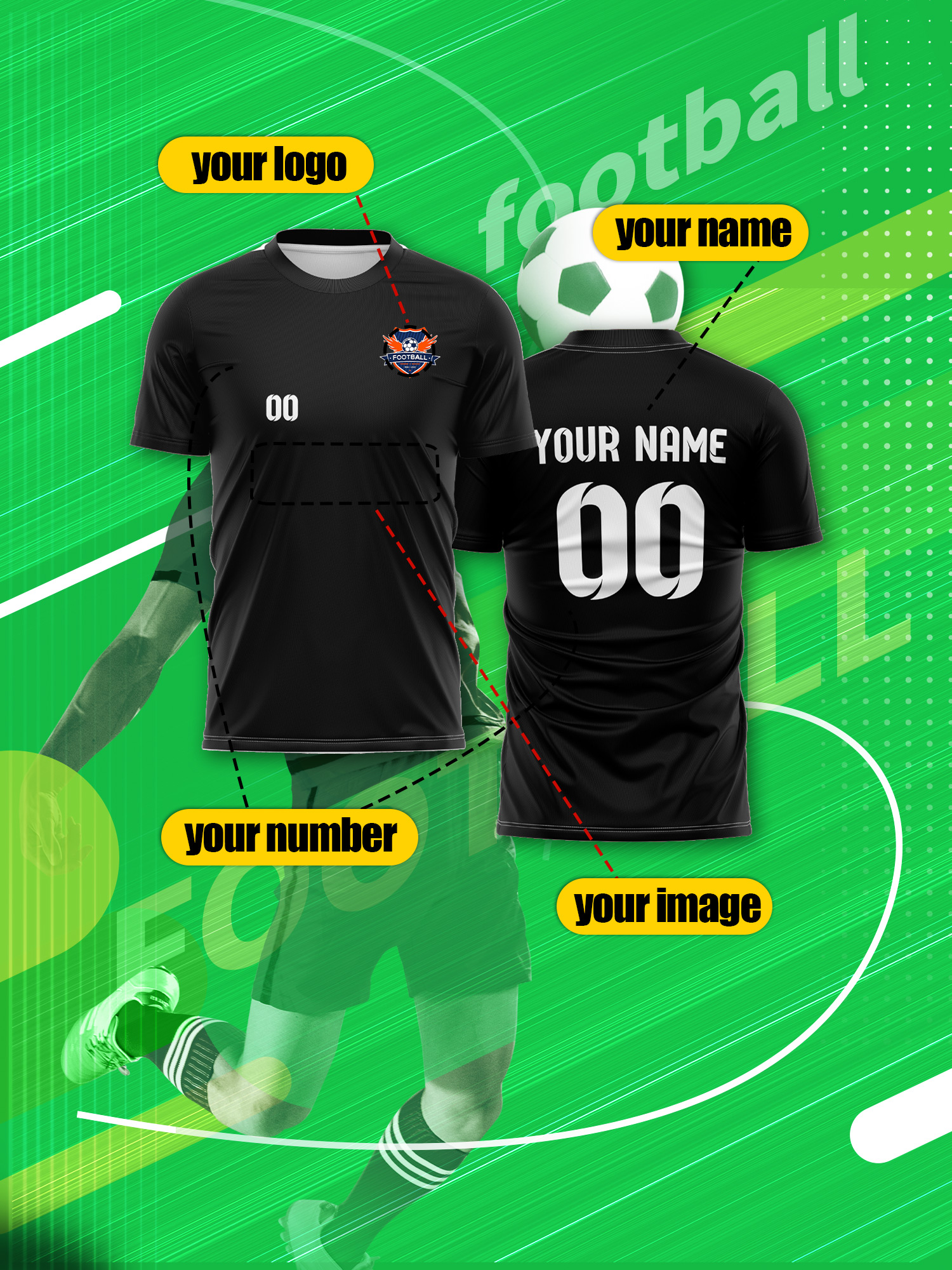 Custom Photo Name Number Socce - Running Gear Gym avaliação e preço