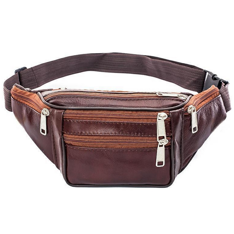 Leather Men Waist Chest Bag Th - Running Gear Bag avaliação e preço